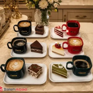 فروش عمده فنجان بشقاب دار رنگی آرکا