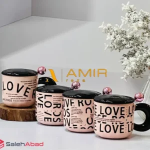 فروش عمده ماگ سرامیکی صورتی طرح تکست