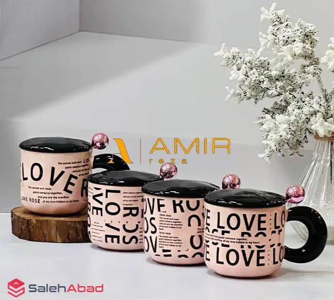 فروش عمده ماگ سرامیکی صورتی طرح تکست