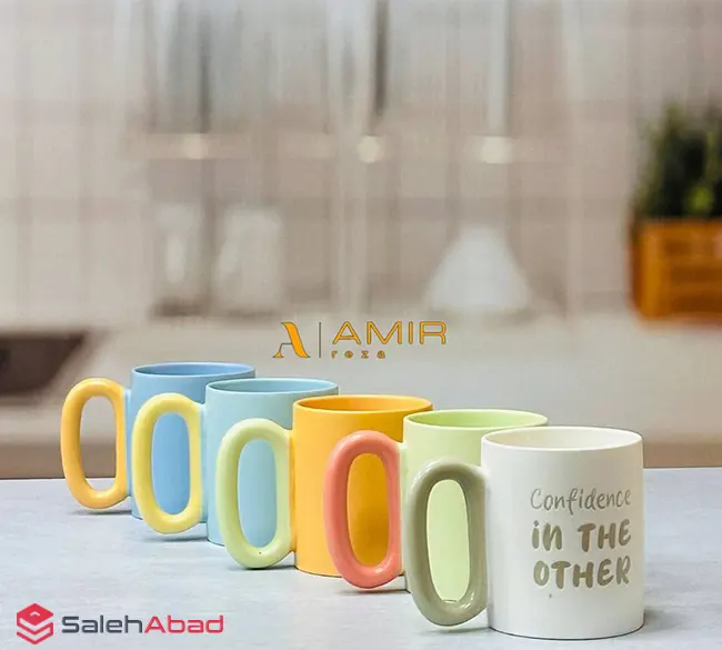 فروش عمده ماگ سرامیکی پاستلی طرح تکست
