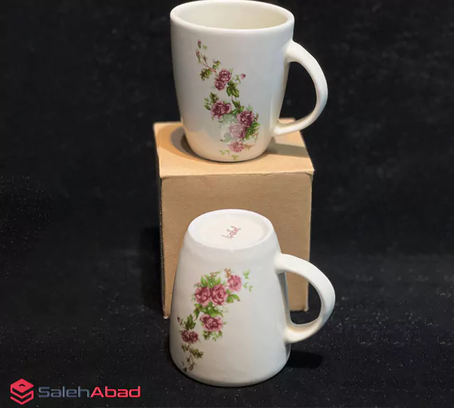 فروش عمده ماگ چینی سفید طرح گل سرخی