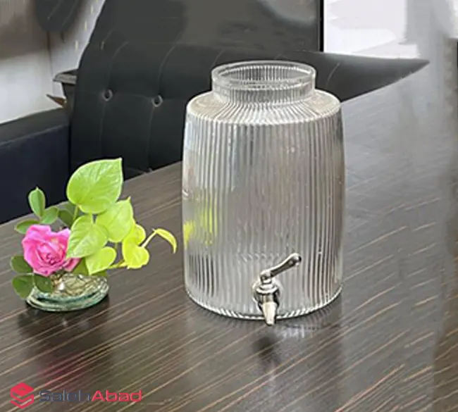 فروش عمده کلمن شربت شیشه ای طرح شیاردار