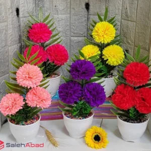 فروش عمده گلدان گل مصنوعی داوودی 3 گل