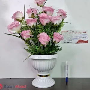 فروش عمده گلدان گل مصنوعی رز هلندی 12 گل