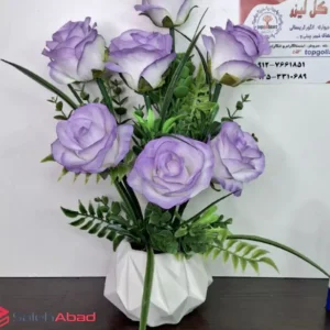 فروش عمده گلدان گل رز هلندی مصنوعی 7 گل