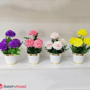 فروش عمده گلدان گل داوودی مصنوعی 5 گل