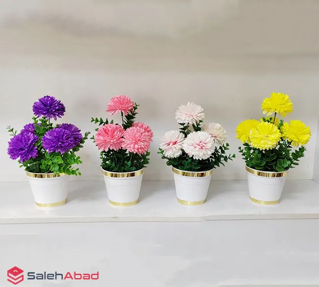 فروش عمده گلدان گل داوودی مصنوعی 5 گل