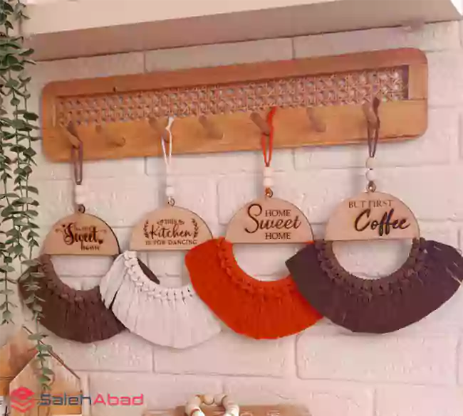فروش عمده آویز نشانگر چوبی مکرومه