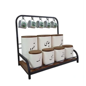 استند بانکه فلزی کف چوبی آویزدار باران