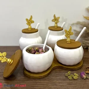 فروش عمده ست پاسماوری 4 عددی استند چوبی