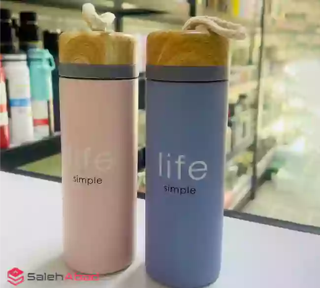 فروش عمده تراول ماگ استیل رنگی درب چوبی