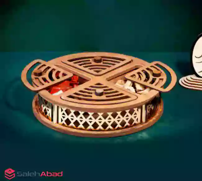 فروش عمده جعبه تی بگ گرد چوبی 4 خانه