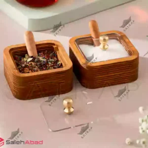 فروش عمده جا ادویه چوبی مربع قاشق دار