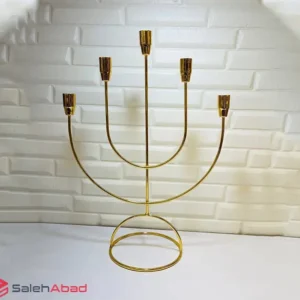 فروش عمده جاشمعی فلزی طلایی 5 شعله