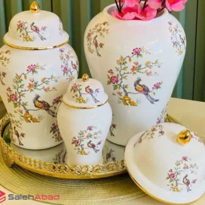 فروش عمده جینجر جار سرامیکی گلدار 3 سایز