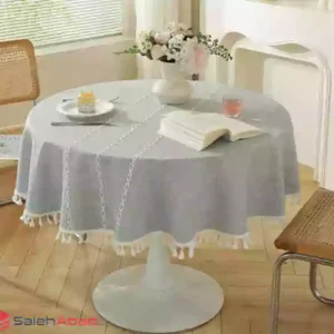 فروش عمده رومیزی پارچه ای گرد منگوله دار