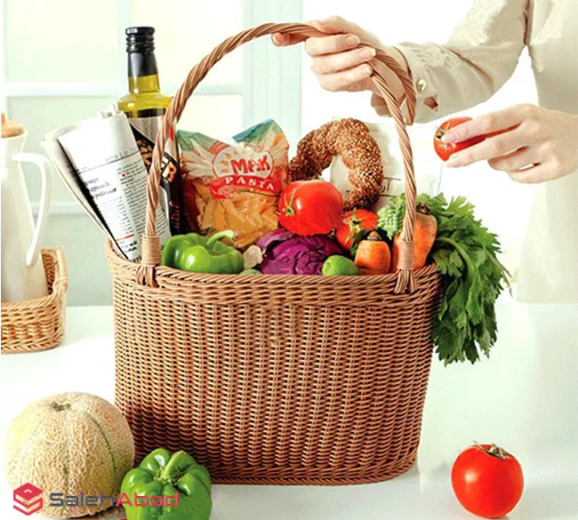 فروش عمده سبد پلاستیکی حصیری دسته دار