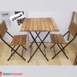 فروش عمده میز و صندلی چوبی تاشو 2 نفره