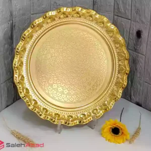 فروش عمده سینی پذیرایی فلزی گرد طلائی