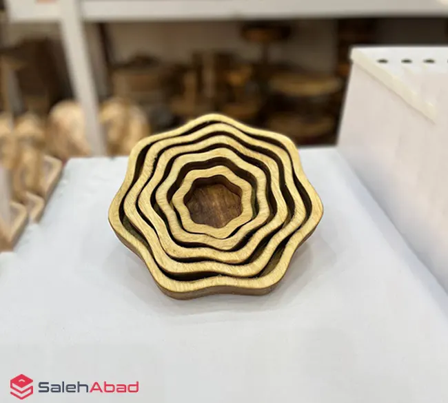فروش عمده سینی سرو چوبی طرح گل ۵ تکه