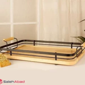 فروش عمده سینی چوبی مستطیل دور فلزی