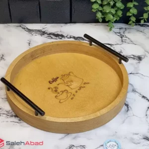 فروش عمده سینی چوبی گرد دسته مشکی