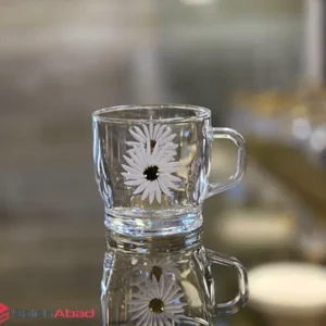 فروش عمده لیوان چای بلور طرح بابونه