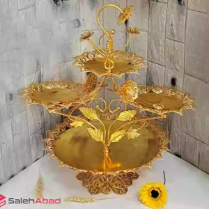 فروش عمده شیرینی خوری فلزی طلایی 4 طبقه