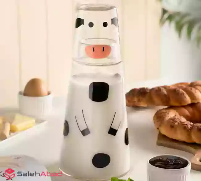 فروش عمده پارچ شیشه ای شیر طرح گاو
