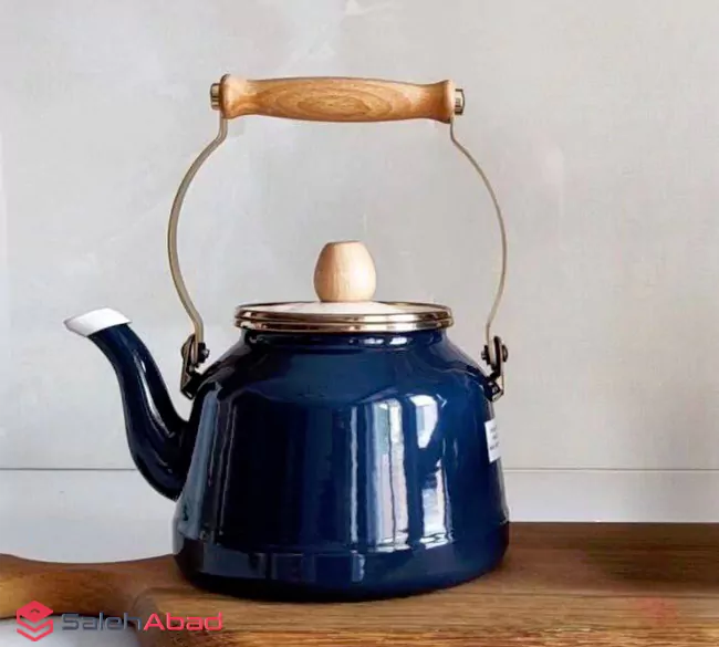 فروش عمده کتری تک لعابی دسته چوبی