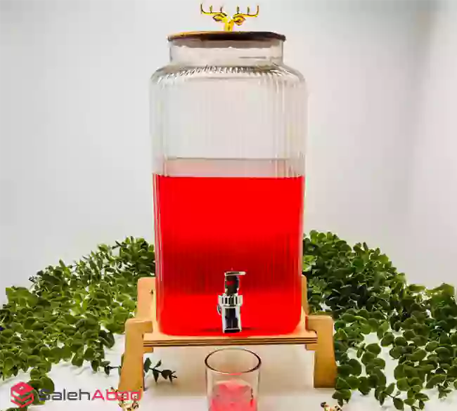 فروش عمده کلمن شیشه ای گوزن پایه چوبی