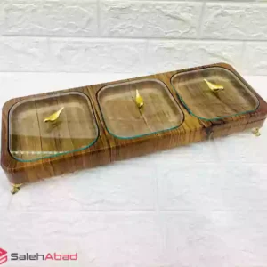 فروش عمده اردو خوری چوبی سه خانه طرح پرنده