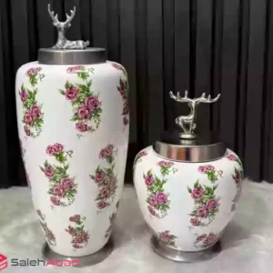 فروش عمده جینجر جار سرامیکی طرح گلسرخی