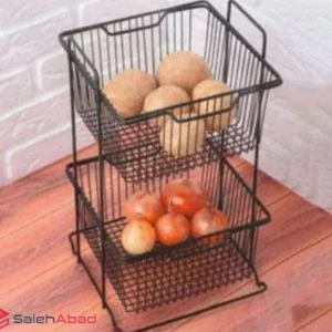 فروش عمده جا پیازی فلزی مربع 2 طبقه