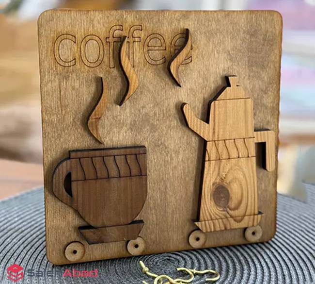 فروش عمده جاکلیدی دیواری چوبی مربع COFFEE