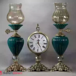 فروش عمده ساعت و شمعدان رومیزی مدل لاله