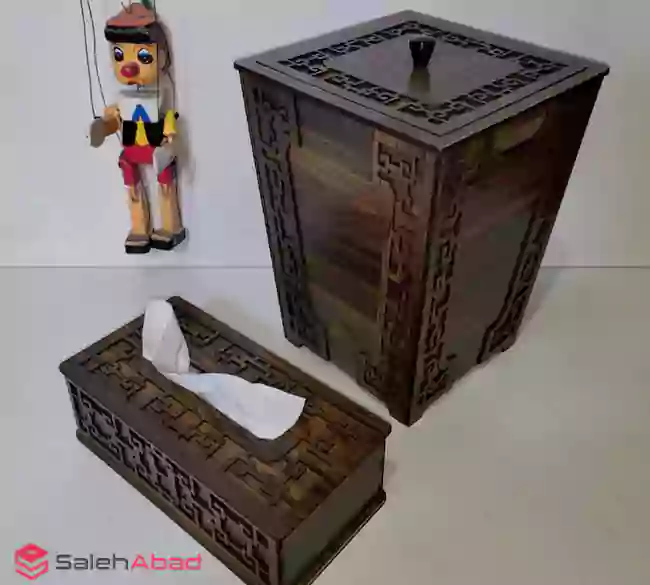 فروش عمده جا دستمالی و سطل آشغال چوبی