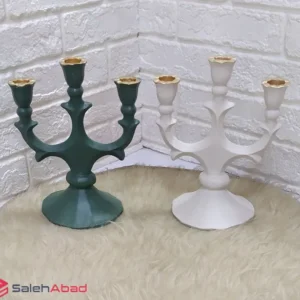 فروش عمده شمعدان پلی استر رنگی سه شعله