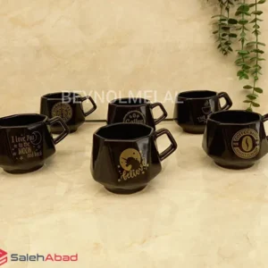 فروش عمده فنجان سرامیکی مشکی مدل الماس