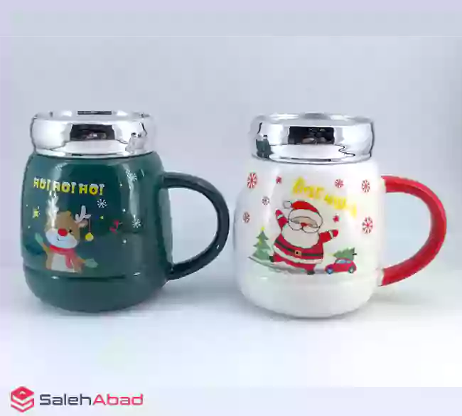 فروش عمده ماگ درب آینه ای طرح کریسمسی