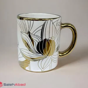 فروش عمده ماگ سرامیکی لب طلایی گلدار