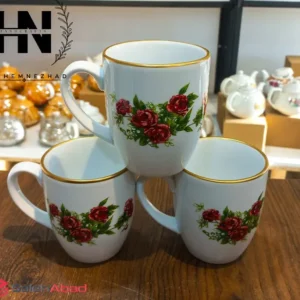 فروش عمده لیوان چینی دسته دار گل سرخی
