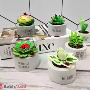 فروش عمده گلدان گل خمیری طرح کاکتوس