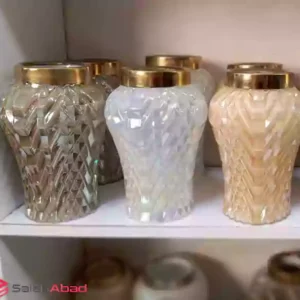 فروش عمده گلدان شیشه ای طوق دار برجسته