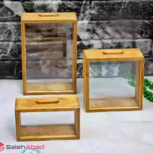 فروش عمده بانکه مکعبی چوبی طلقی 3 سایز