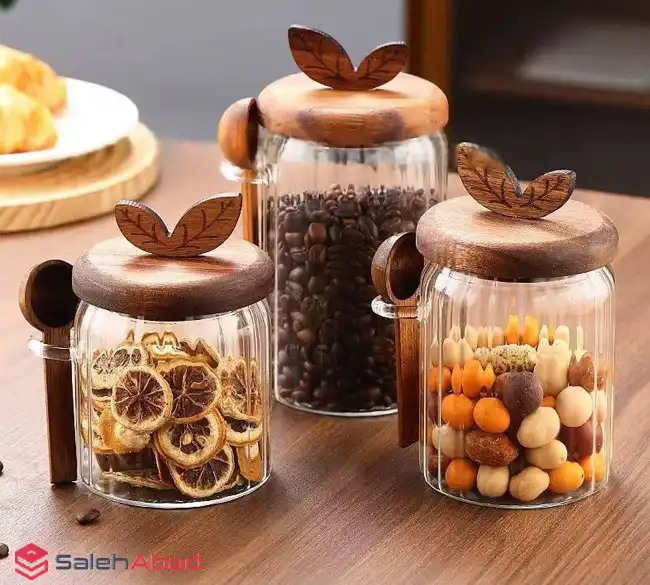 فروش عمده بانکه پیرکس درب چوبی طرح برگ