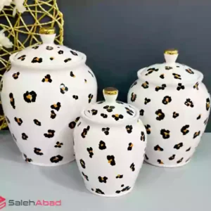 فروش عمده جینجر جار سرامیکی 3 عددی پلنگی