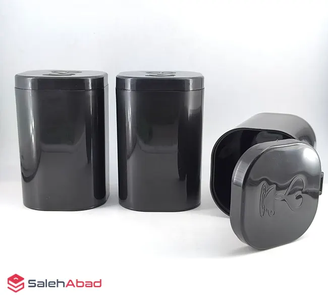 فروش عمده بانکه ادویه فلزی مشکی 3 عددی