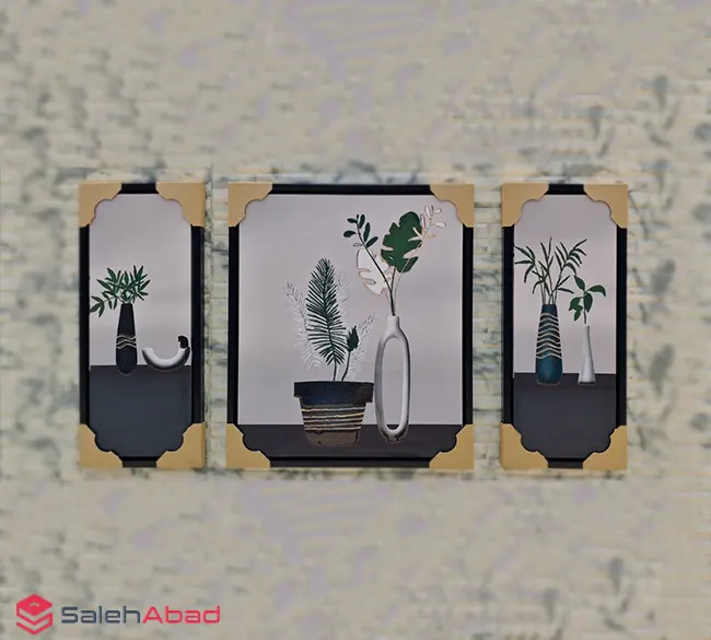 فروش عمده تابلو تکسچر طرح گلدان 3 تکه