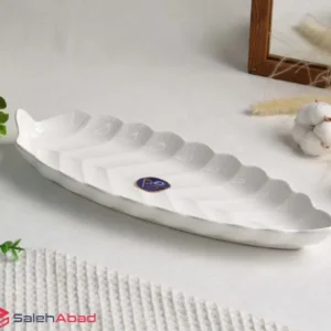 فروش عمده ظرف سرو سرامیکی سفید طرح برگ